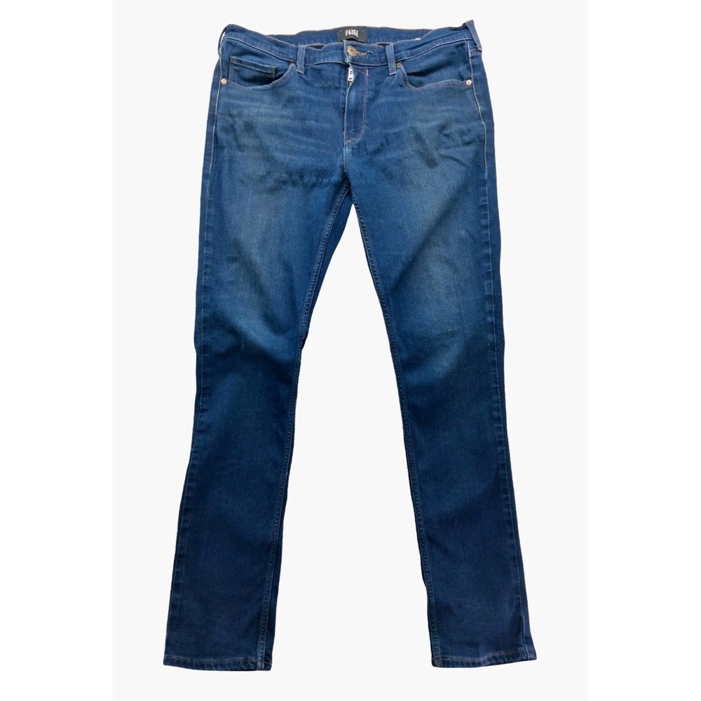 Paige Lennox Jeans Mens 34x34 Blue Medium Wash Slim Tapered Denim Stretch Pants